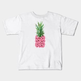 Pink Gazania Daisies Pineapple Kids T-Shirt